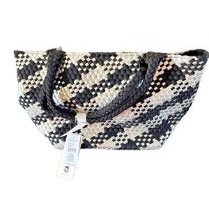 Wildfox Woven Tote Bag Black White Geometric Braided Shoulder Bag NEW